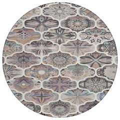 Machine Washable Indoor/Outdoor Chantille ACN2257 Gray 8' x 8' Round Rug