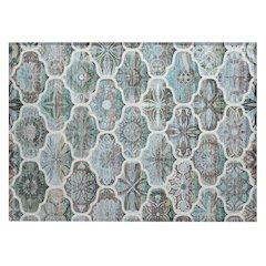 Machine Washable Indoor/Outdoor Chantille ACN2257 Teal 1'8" x 2'6" Rug
