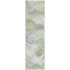 Machine Washable Indoor/Outdoor Chantille ACN2258 Green 2'3" x 7'6" Runner Rug