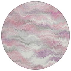 Machine Washable Indoor/Outdoor Chantille ACN2258 Pink 8' x 8' Round Rug