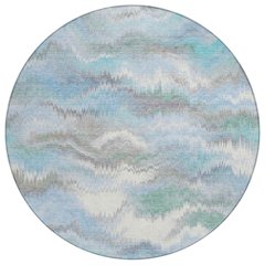 Machine Washable Indoor/Outdoor Chantille ACN2258 Blue 8' x 8' Round Rug