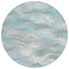 Machine Washable Indoor/Outdoor Chantille ACN2258 Teal 8' x 8' Round Rug