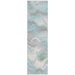 Machine Washable Indoor/Outdoor Chantille ACN2258 Teal 2'3" x 7'6" Runner Rug