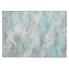 Machine Washable Indoor/Outdoor Chantille ACN2258 Teal 1'8" x 2'6" Rug