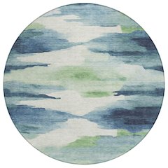 Machine Washable Indoor/Outdoor Chantille ACN2259 Blue 8' x 8' Round Rug