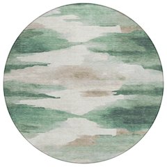 Machine Washable Indoor/Outdoor Chantille ACN2259 Green 8' x 8' Round Rug