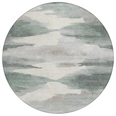 Machine Washable Indoor/Outdoor Chantille ACN2259 Green 8' x 8' Round Rug