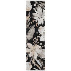 Machine Washable Indoor/Outdoor Chantille ACN2260 Black 2'3" x 7'6" Runner Rug