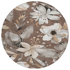 Machine Washable Indoor/Outdoor Chantille ACN2260 Brown 8' x 8' Round Rug