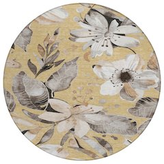 Machine Washable Indoor/Outdoor Chantille ACN2260 Gold 8' x 8' Round Rug