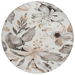 Machine Washable Indoor/Outdoor Chantille ACN2260 Ivory 8' x 8' Round Rug