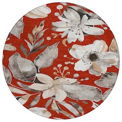 Machine Washable Indoor/Outdoor Chantille ACN2260 Red 8' x 8' Round Rug