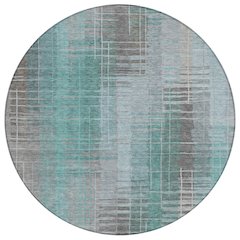 Machine Washable Indoor/Outdoor Chantille ACN2261 Blue 8' x 8' Round Rug
