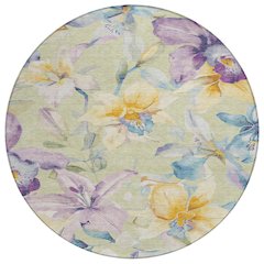 Machine Washable Indoor/Outdoor Chantille ACN2262 Green 8' x 8' Round Rug