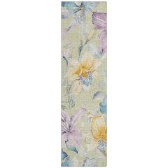 Machine Washable Indoor/Outdoor Chantille ACN2262 Green 2'3" x 7'6" Runner Rug