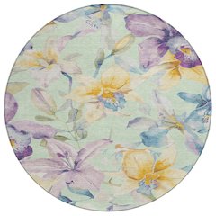 Machine Washable Indoor/Outdoor Chantille ACN2262 Green 8' x 8' Round Rug