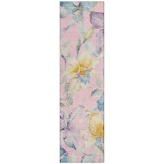 Machine Washable Indoor/Outdoor Chantille ACN2262 Pink 2'3" x 7'6" Runner Rug