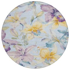 Machine Washable Indoor/Outdoor Chantille ACN2262 Blue 8' x 8' Round Rug