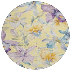 Machine Washable Indoor/Outdoor Chantille ACN2262 Gold 8' x 8' Round Rug