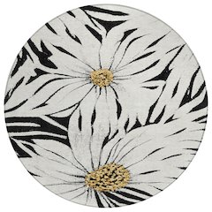 Machine Washable Indoor/Outdoor Chantille ACN2263 Black 8' x 8' Round Rug