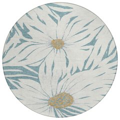 Machine Washable Indoor/Outdoor Chantille ACN2263 Teal 8' x 8' Round Rug