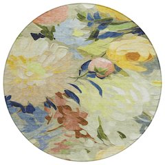 Machine Washable Indoor/Outdoor Chantille ACN2264 Green 8' x 8' Round Rug