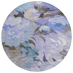 Machine Washable Indoor/Outdoor Chantille ACN2264 Purple 8' x 8' Round Rug