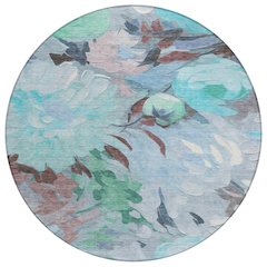 Machine Washable Indoor/Outdoor Chantille ACN2264 Blue 8' x 8' Round Rug