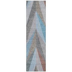 Machine Washable Indoor/Outdoor Chantille ACN2265 Teal 2'3" x 7'6" Runner Rug