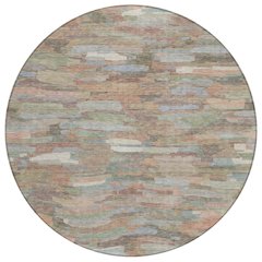 Machine Washable Indoor/Outdoor Chantille ACN2266 Orange 8' x 8' Round Rug