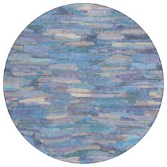 Machine Washable Indoor/Outdoor Chantille ACN2266 Blue 8' x 8' Round Rug