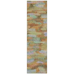 Machine Washable Indoor/Outdoor Chantille ACN2266 Green 2'3" x 7'6" Runner Rug