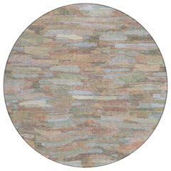 Machine Washable Indoor/Outdoor Chantille ACN2266 Brown 8' x 8' Round Rug