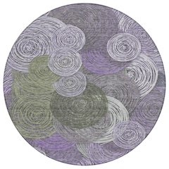 Machine Washable Indoor/Outdoor Chantille ACN2267 Purple 8' x 8' Round Rug
