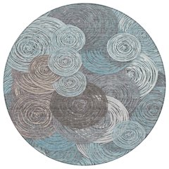Machine Washable Indoor/Outdoor Chantille ACN2267 Teal 8' x 8' Round Rug