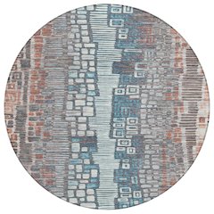 Machine Washable Indoor/Outdoor Chantille ACN2268 Orange 8' x 8' Round Rug