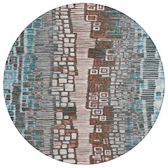 Machine Washable Indoor/Outdoor Chantille ACN2268 Teal 8' x 8' Round Rug