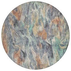 Machine Washable Indoor/Outdoor Chantille ACN2269 Orange 8' x 8' Round Rug