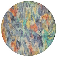 Machine Washable Indoor/Outdoor Chantille ACN2269 Blue 8' x 8' Round Rug