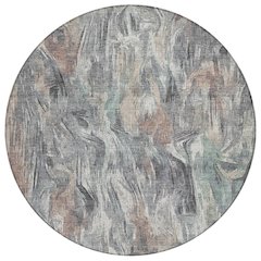 Machine Washable Indoor/Outdoor Chantille ACN2269 Gray 8' x 8' Round Rug