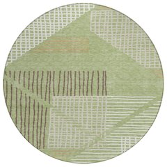 Machine Washable Indoor/Outdoor Chantille ACN2270 Green 8' x 8' Round Rug