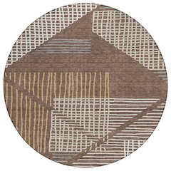Machine Washable Indoor/Outdoor Chantille ACN2270 Brown 8' x 8' Round Rug
