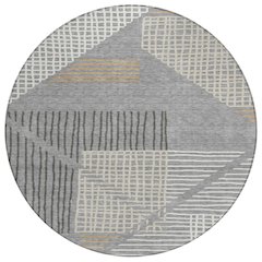 Machine Washable Indoor/Outdoor Chantille ACN2270 Gray 8' x 8' Round Rug
