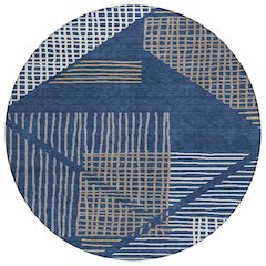 Machine Washable Indoor/Outdoor Chantille ACN2270 Blue 8' x 8' Round Rug