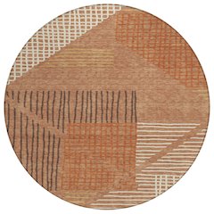 Machine Washable Indoor/Outdoor Chantille ACN2270 Orange 8' x 8' Round Rug
