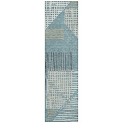 Machine Washable Indoor/Outdoor Chantille ACN2270 Teal 2'3" x 7'6" Runner Rug