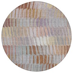 Machine Washable Indoor/Outdoor Chantille ACN2271 Orange 8' x 8' Round Rug