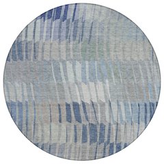 Machine Washable Indoor/Outdoor Chantille ACN2271 Blue 8' x 8' Round Rug