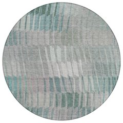 Machine Washable Indoor/Outdoor Chantille ACN2271 Teal 8' x 8' Round Rug