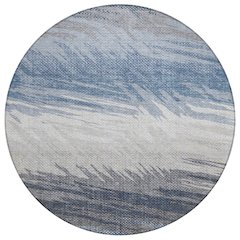 Machine Washable Indoor/Outdoor Chantille ACN2272 Blue 8' x 8' Round Rug